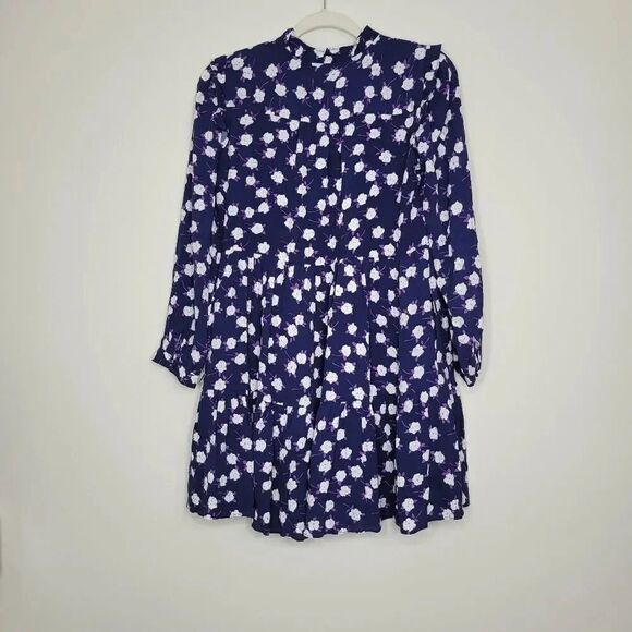 Jcrew Tie-neck tiered dress in scattered peony print - Picture 5 of 12